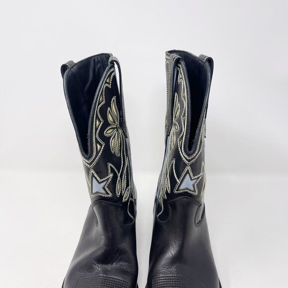 Golden Goose Womens 38 Black Wish Star Western Boot Yellow Sky Embroidery Italy - Picture 10 of 16